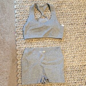 Gray Sports Bra and Shorts Set